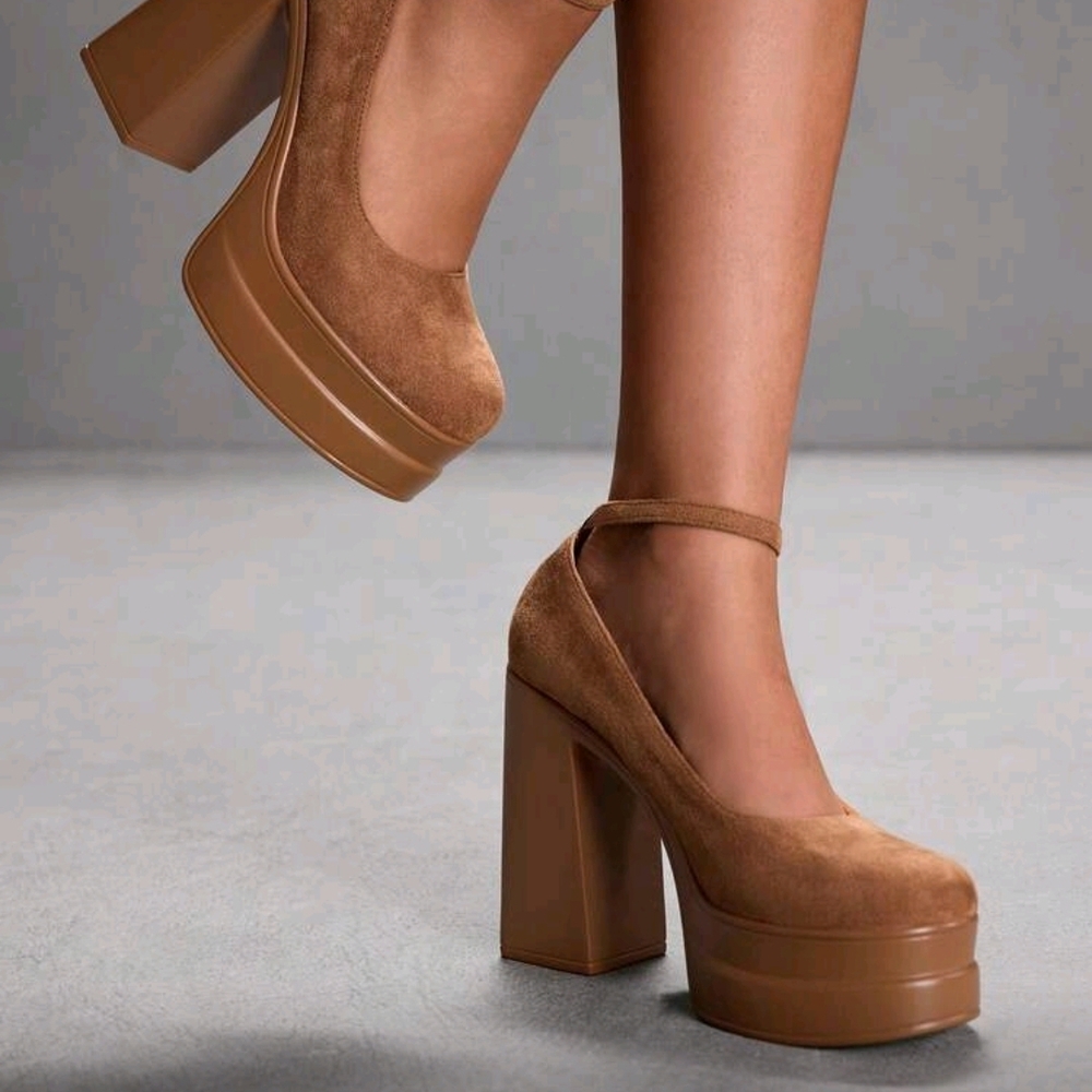 SHEIN Tan Platform Heels